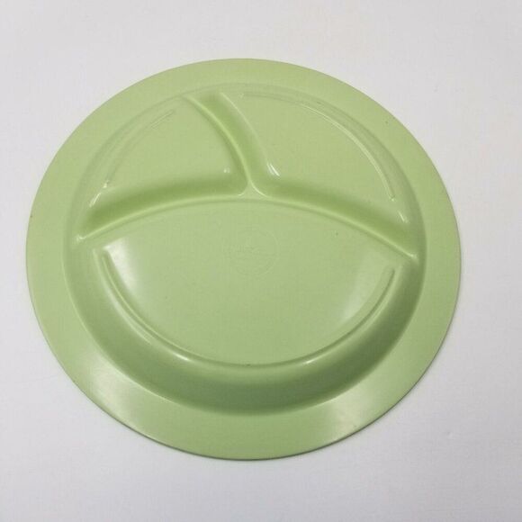 Pottery Barn Kids Plates Pink Green Melamine Divided Plate Round Sections Lot 3 - Picture 9 of 10